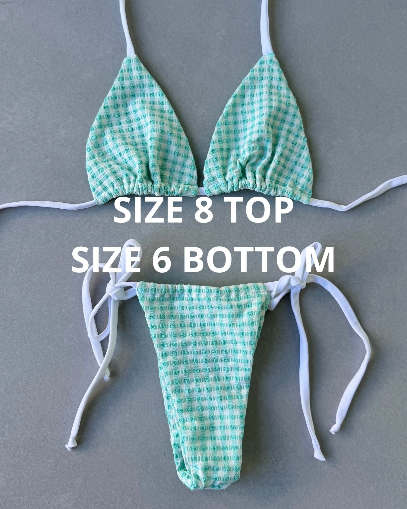 MINT TEXTURED BIKINI - SIZE 8AU TOP 6AU BOTTOMS - 124
