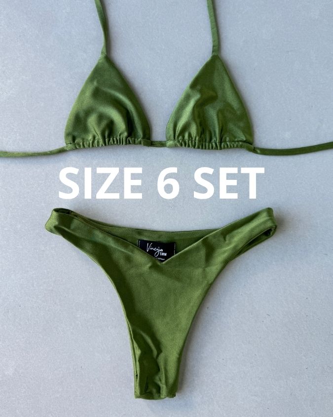 SHIMMER KHAKI GREEN BIKINI - SIZE 6AU SET - 182