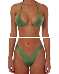 SHIMMER KHAKI GREEN BIKINI - SIZE 6AU SET - 182