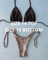 MATTE BROWN LEOPARD BIKINI - SIZE 14AU TOP 16AU BOTTOMS - 179