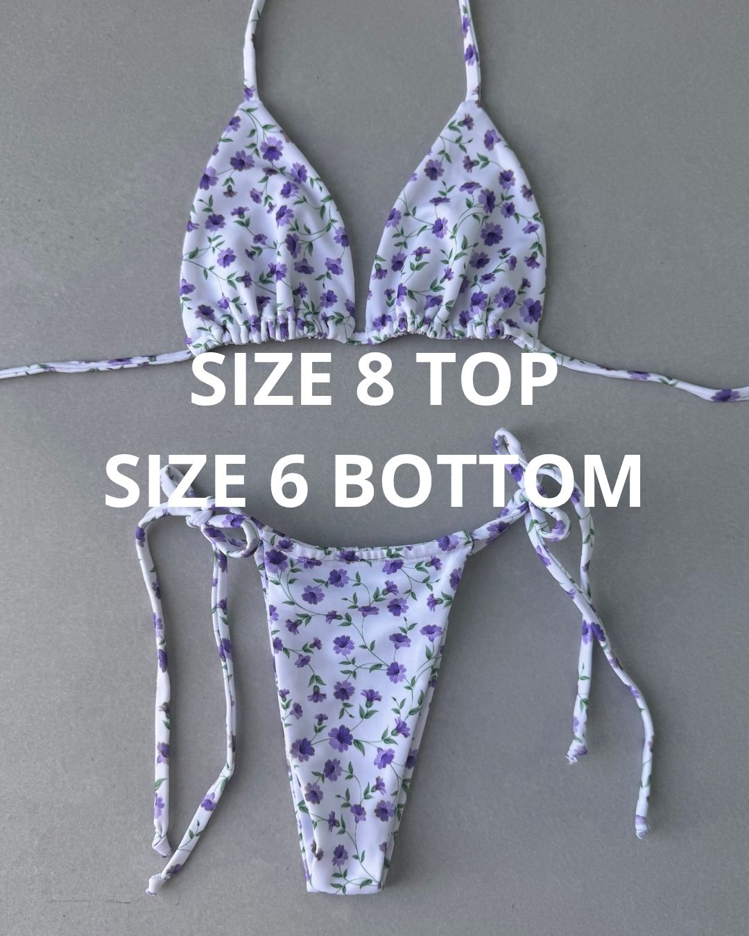 PURPLE FLOWER BIKINI - SIZE 8AU TOP 6AU BOTTOMS - 193