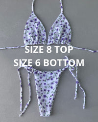 PURPLE FLOWER BIKINI - SIZE 8AU TOP 6AU BOTTOMS - 193