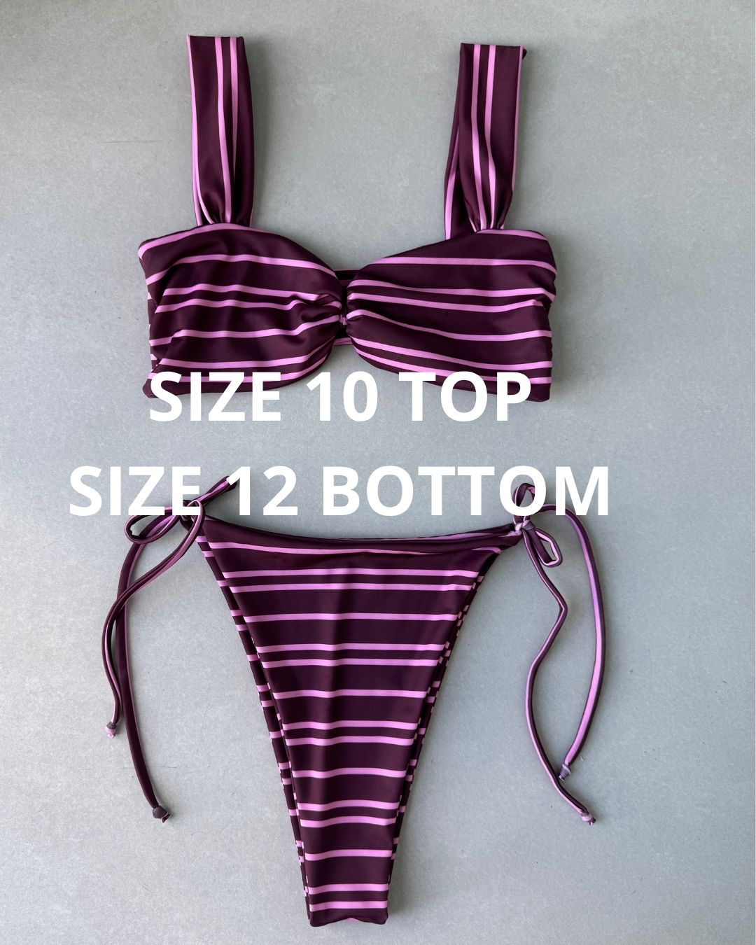 WINE STRIPE BIKINI - SIZE 10AU TOP 12AU BOTTOMS - 203