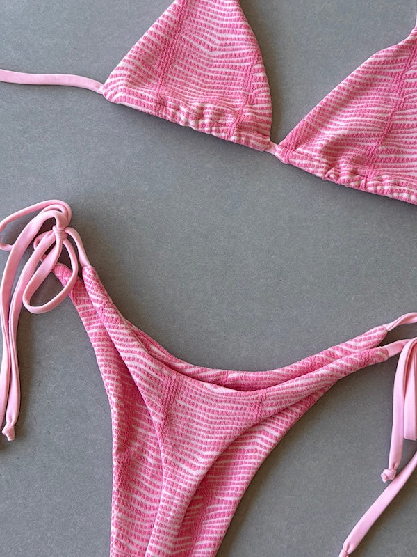 Pink Textured Micro String Tie Triangle Set