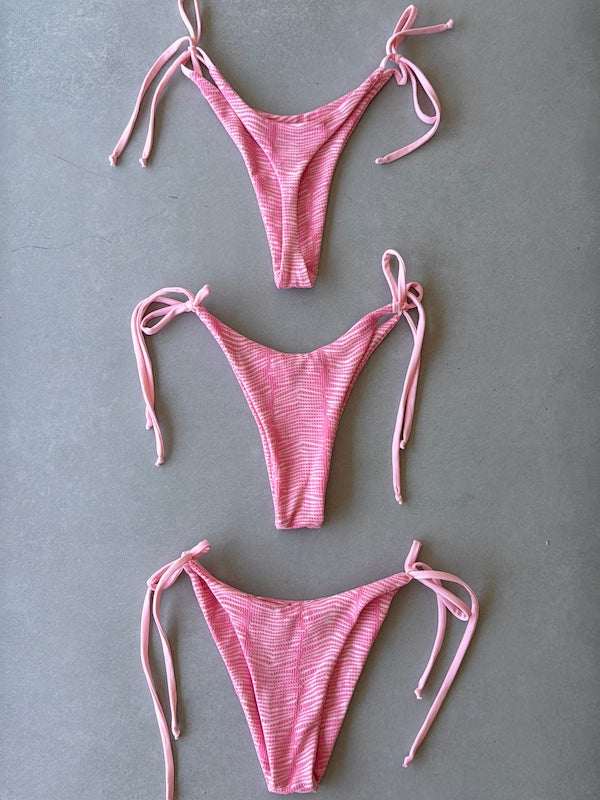 Pink Textured Micro String Tie Triangle Set